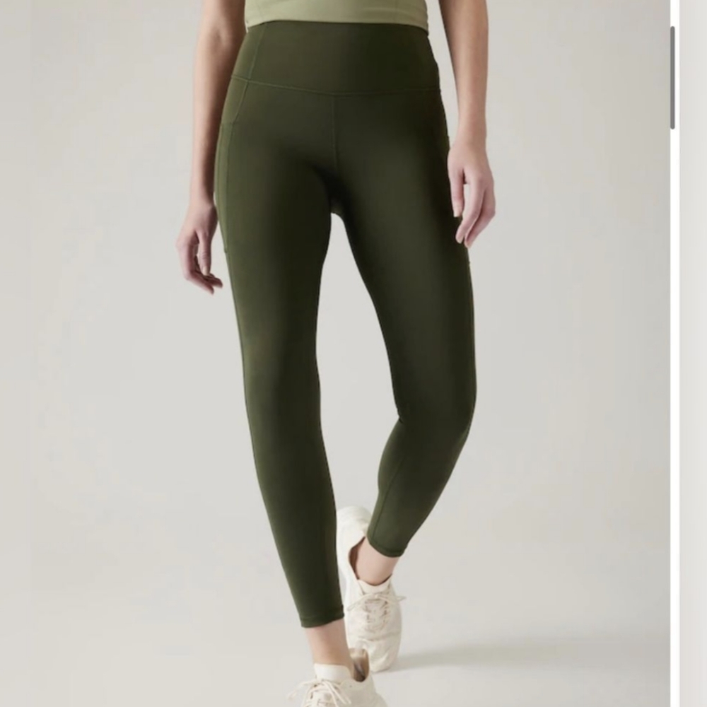 Athleta Ultimate Stash II Tight Aspen Olive (Large, 25”) Yoga Pilates